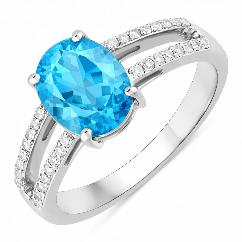 Split‑Shank Oval Cut Diamond Accent Ring