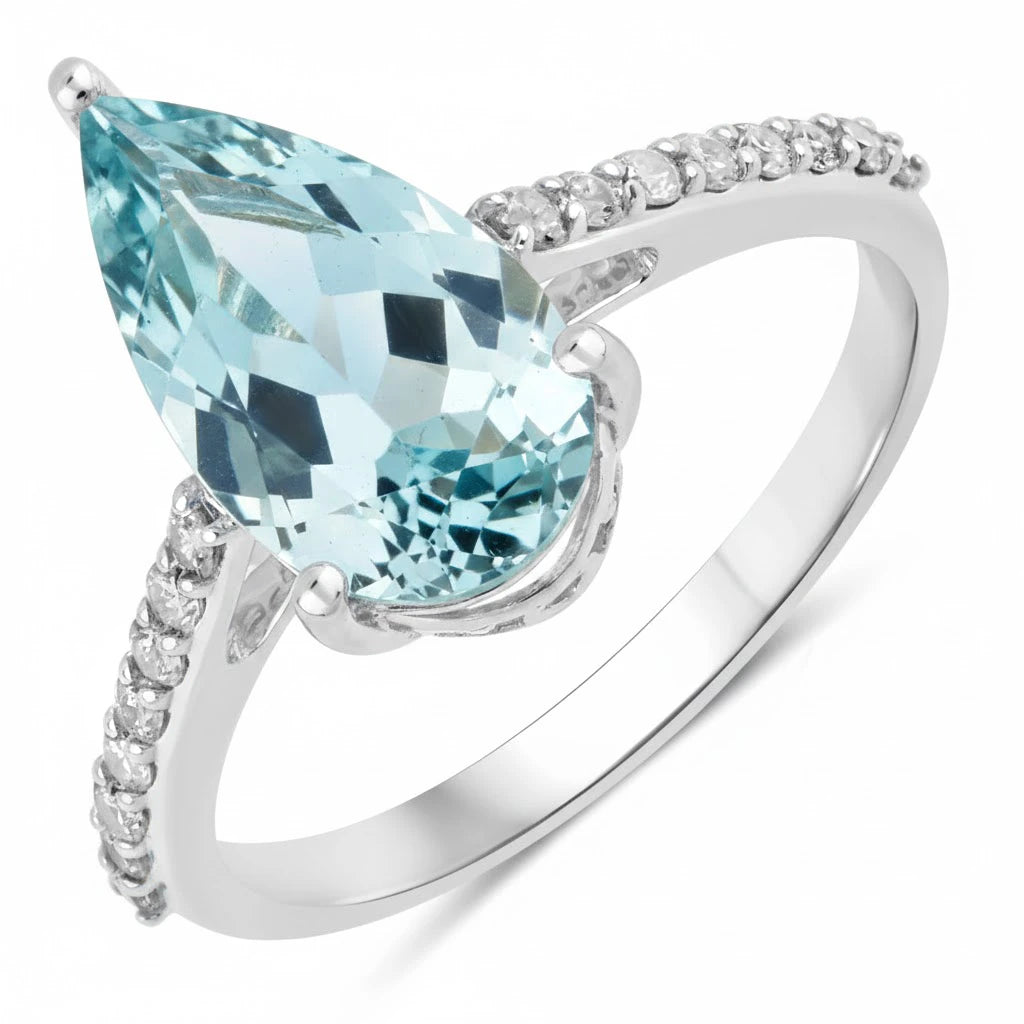 Classic Raindrop Pear Cut Diamond Accent Ring