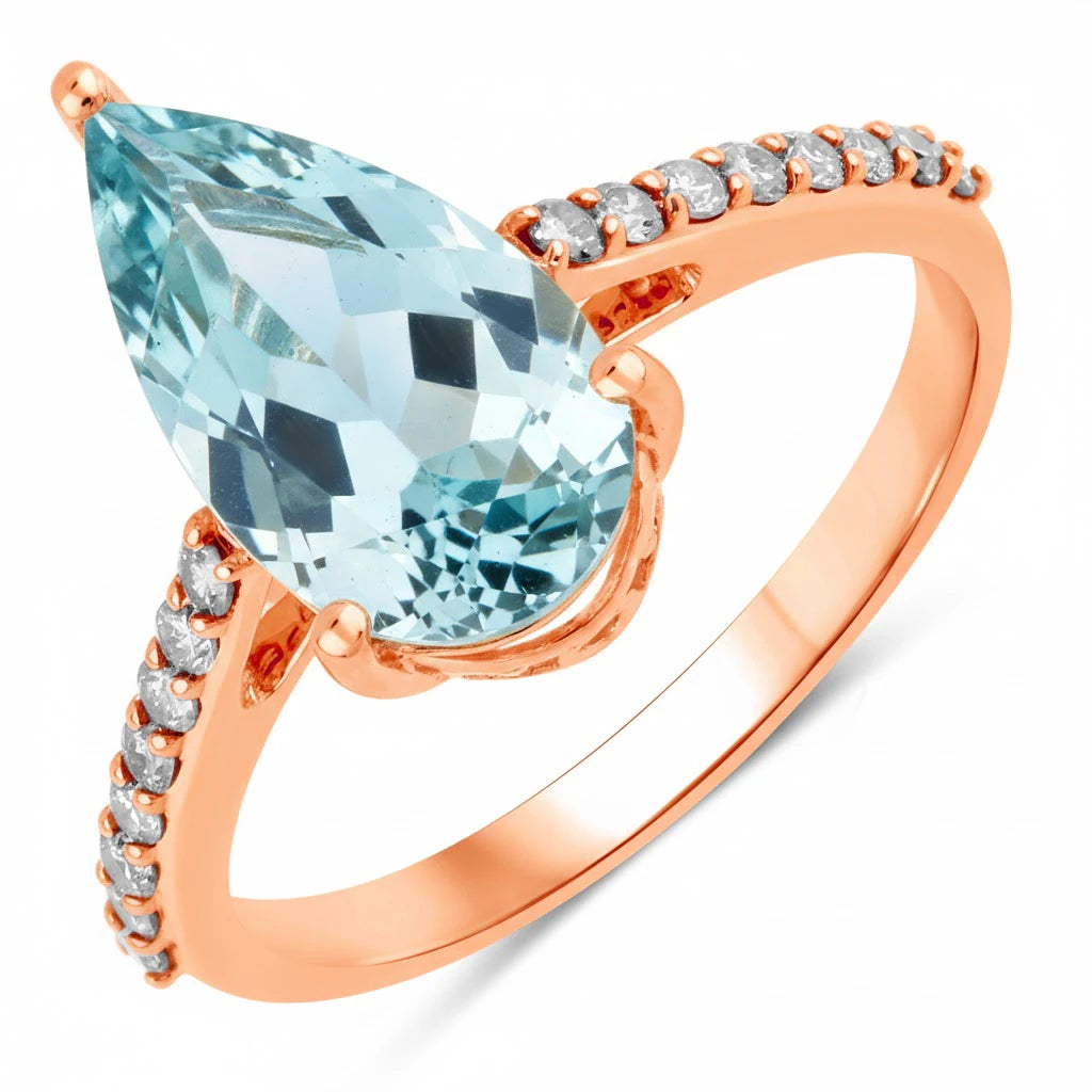 Classic Raindrop Pear Cut Diamond Accent Ring