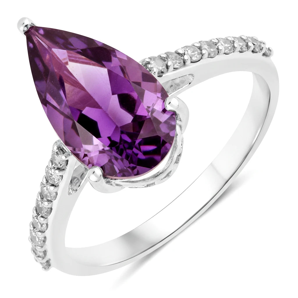 Classic Raindrop Pear Cut Diamond Accent Ring