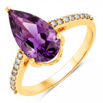 Classic Raindrop Pear Cut Diamond Accent Ring