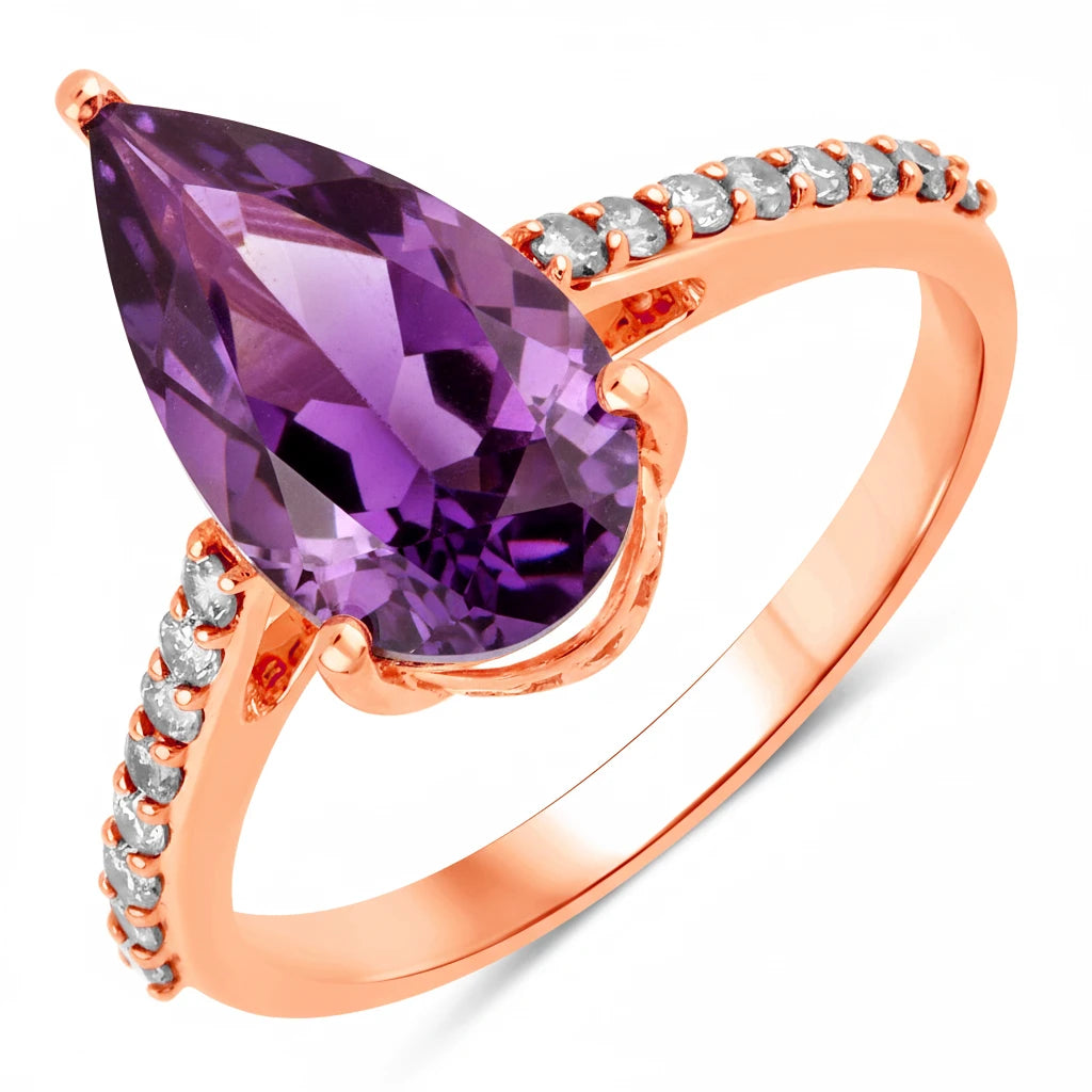 Classic Raindrop Pear Cut Diamond Accent Ring