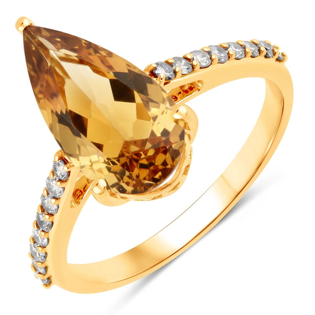 Classic Raindrop Pear Cut Diamond Accent Ring