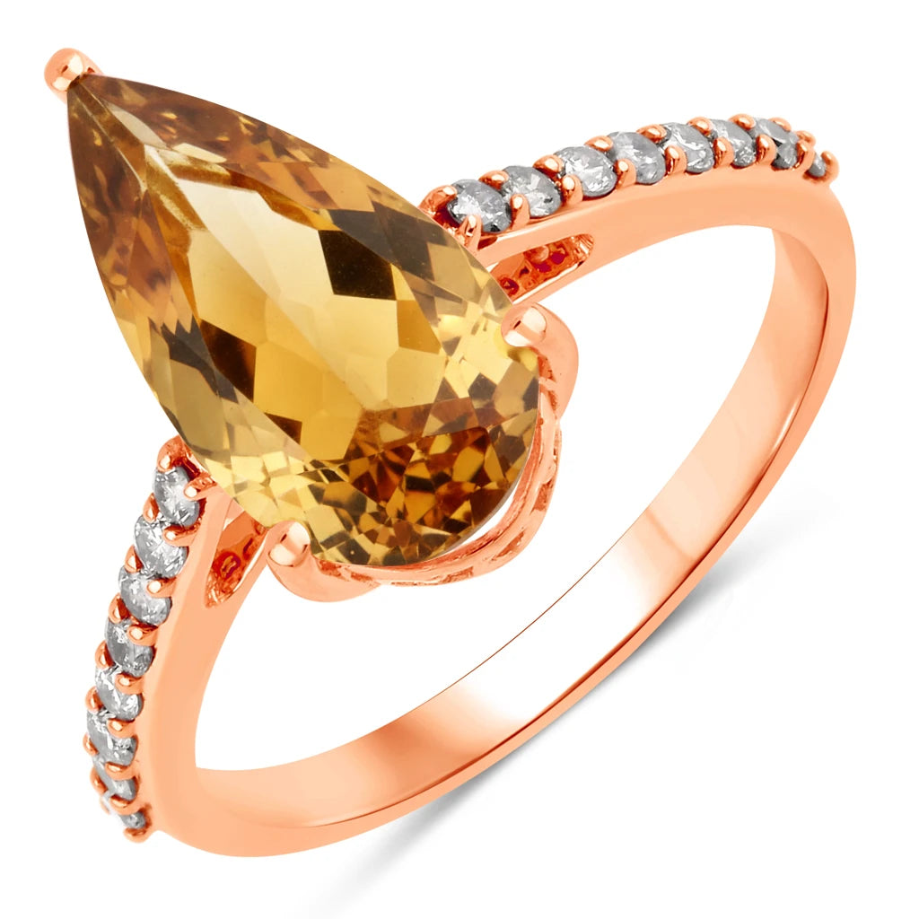 Classic Raindrop Pear Cut Diamond Accent Ring