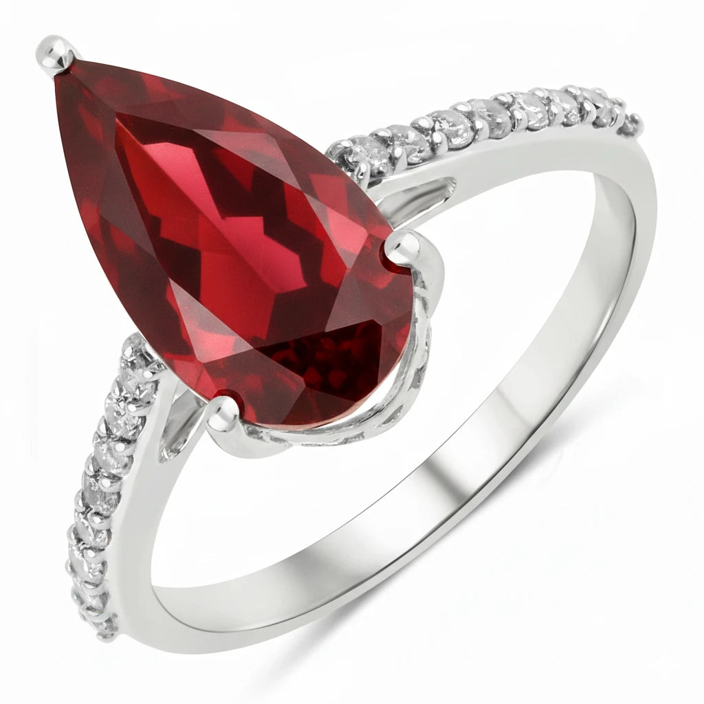 Classic Raindrop Pear Cut Diamond Accent Ring