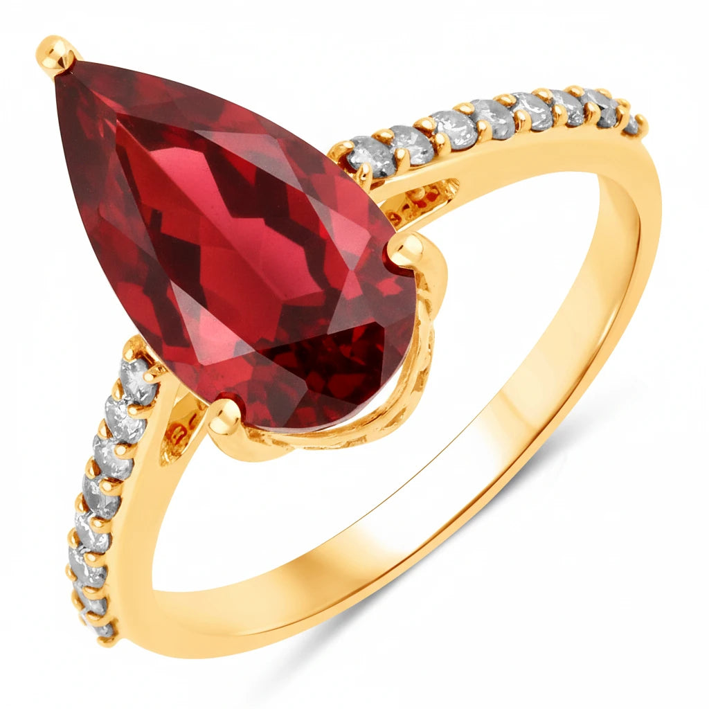 Classic Raindrop Pear Cut Diamond Accent Ring