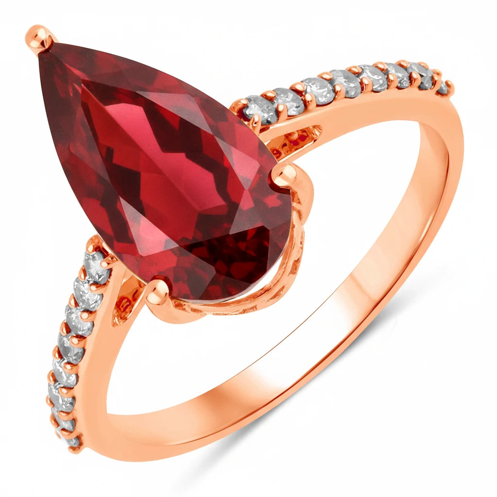 Classic Raindrop Pear Cut Diamond Accent Ring