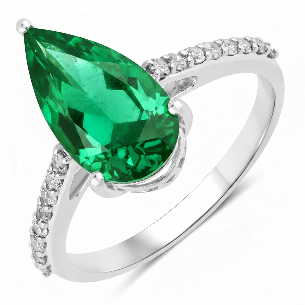 Classic Raindrop Pear Cut Diamond Accent Ring