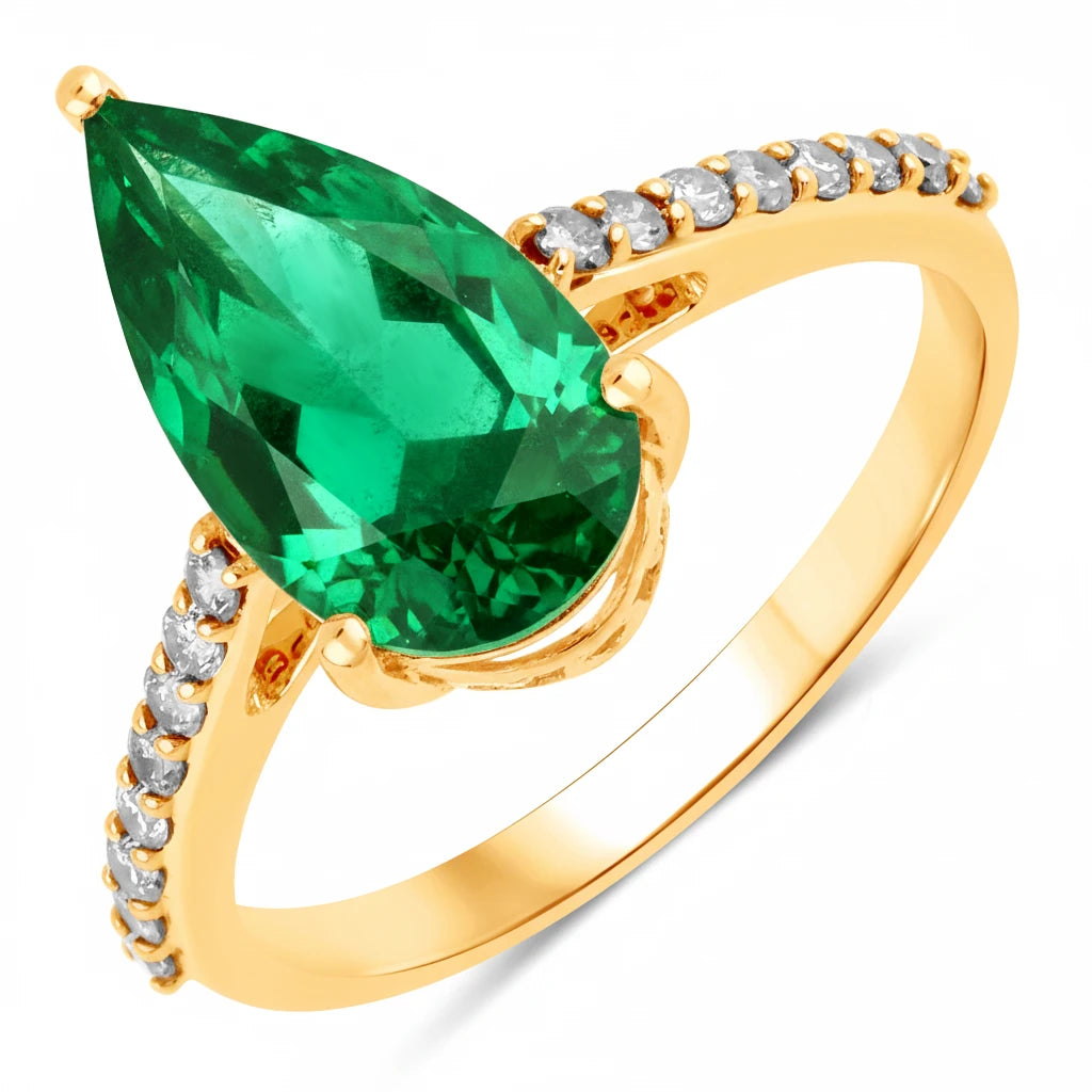 Classic Raindrop Pear Cut Diamond Accent Ring