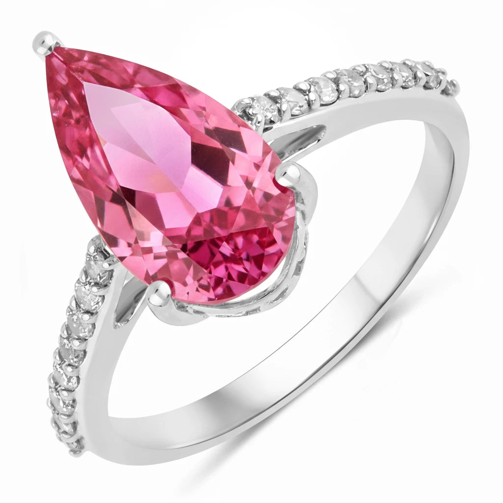 Classic Raindrop Pear Cut Diamond Accent Ring