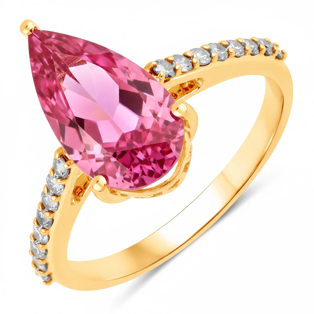 Classic Raindrop Pear Cut Diamond Accent Ring