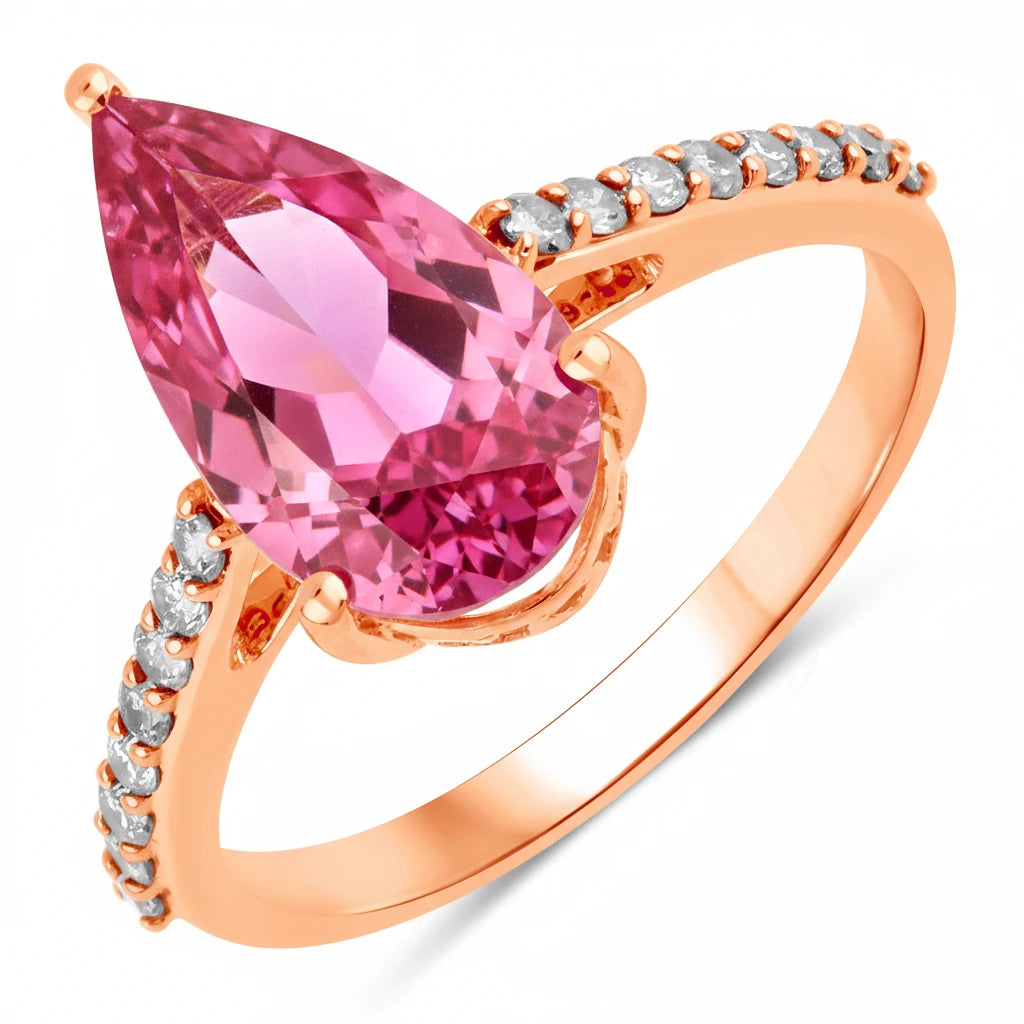 Classic Raindrop Pear Cut Diamond Accent Ring