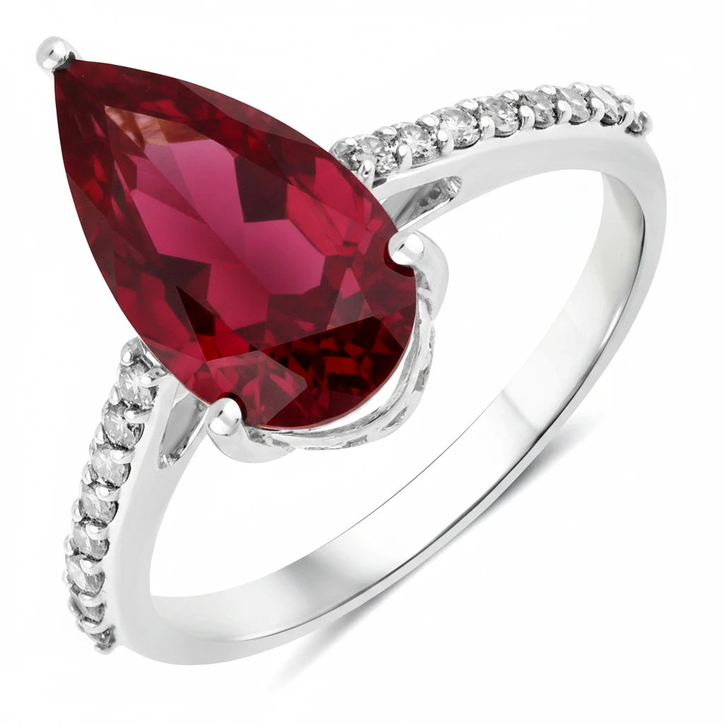 Classic Raindrop Pear Cut Diamond Accent Ring