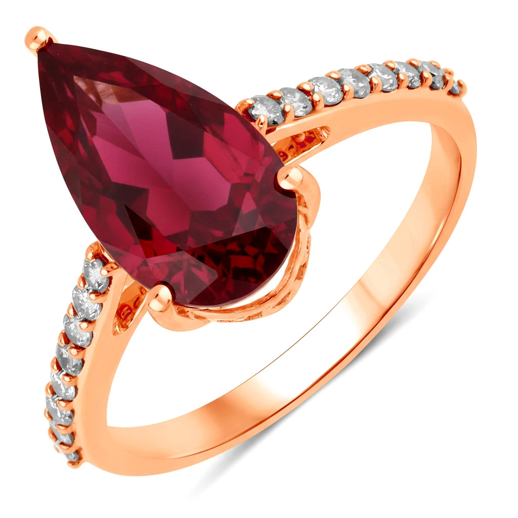 Classic Raindrop Pear Cut Diamond Accent Ring