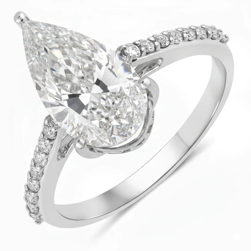 Classic Raindrop Pear Cut Diamond Accent Ring