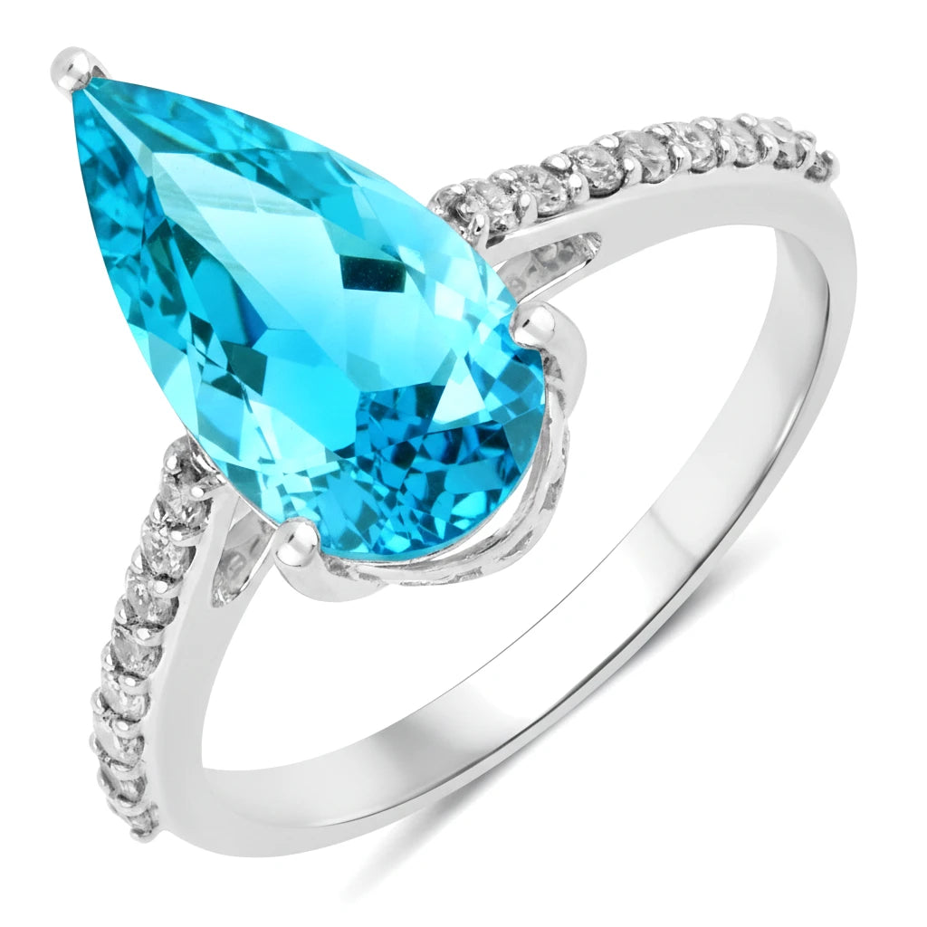 Classic Raindrop Pear Cut Diamond Accent Ring