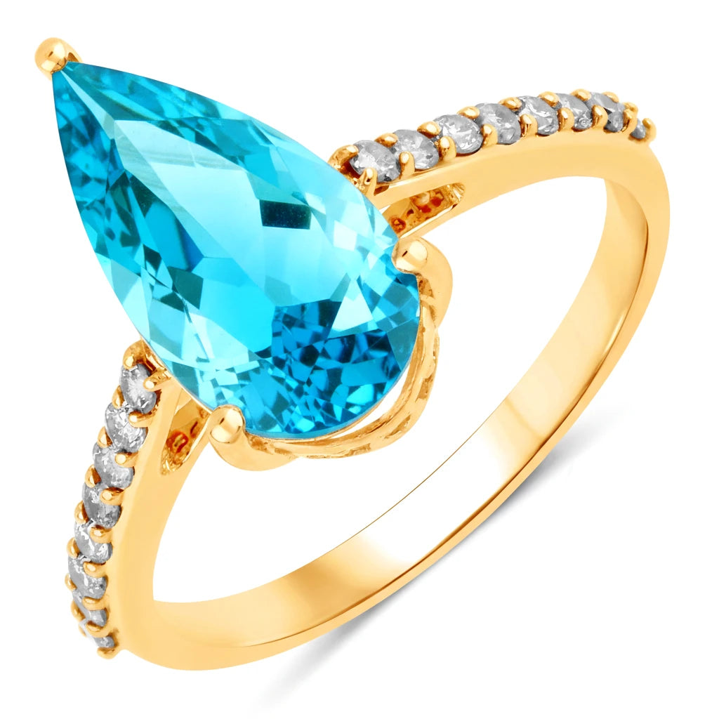 Classic Raindrop Pear Cut Diamond Accent Ring