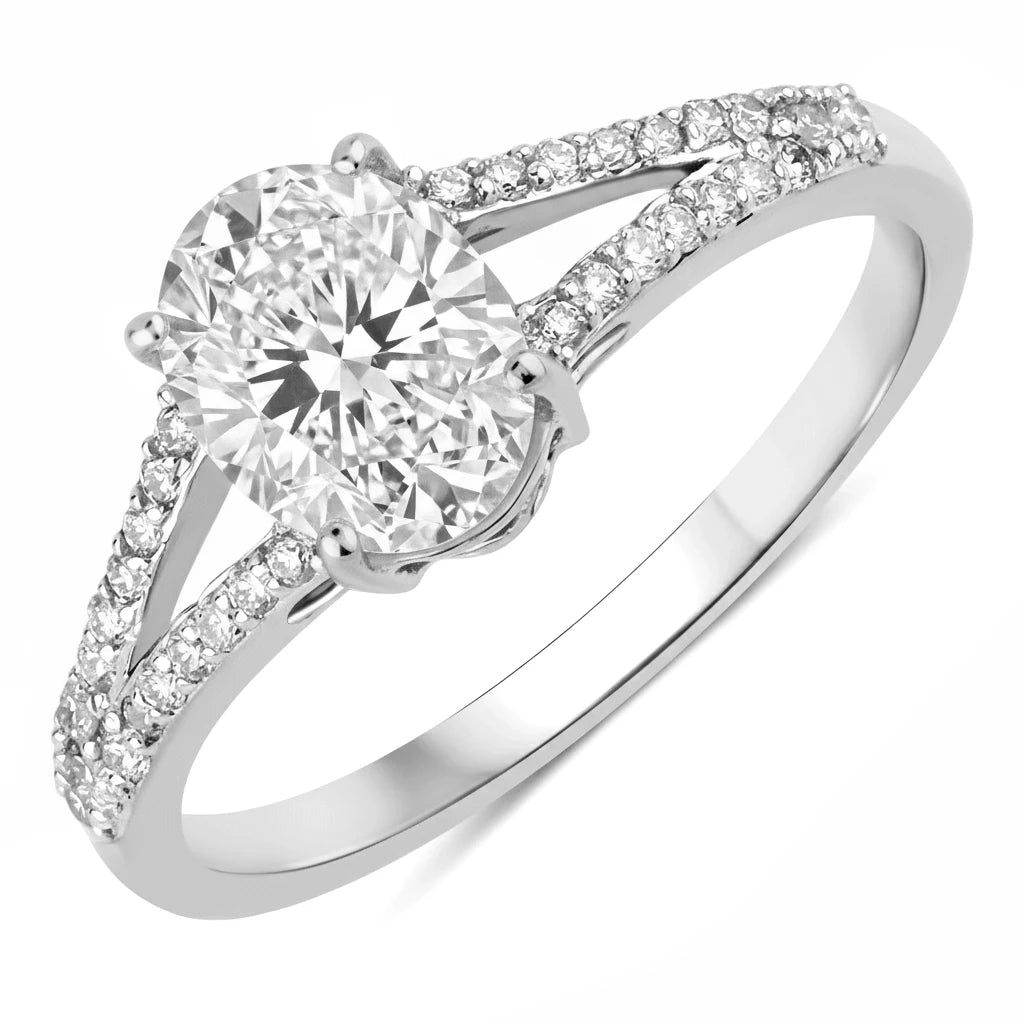 Split Shank Oval-Cut Diamond Ring