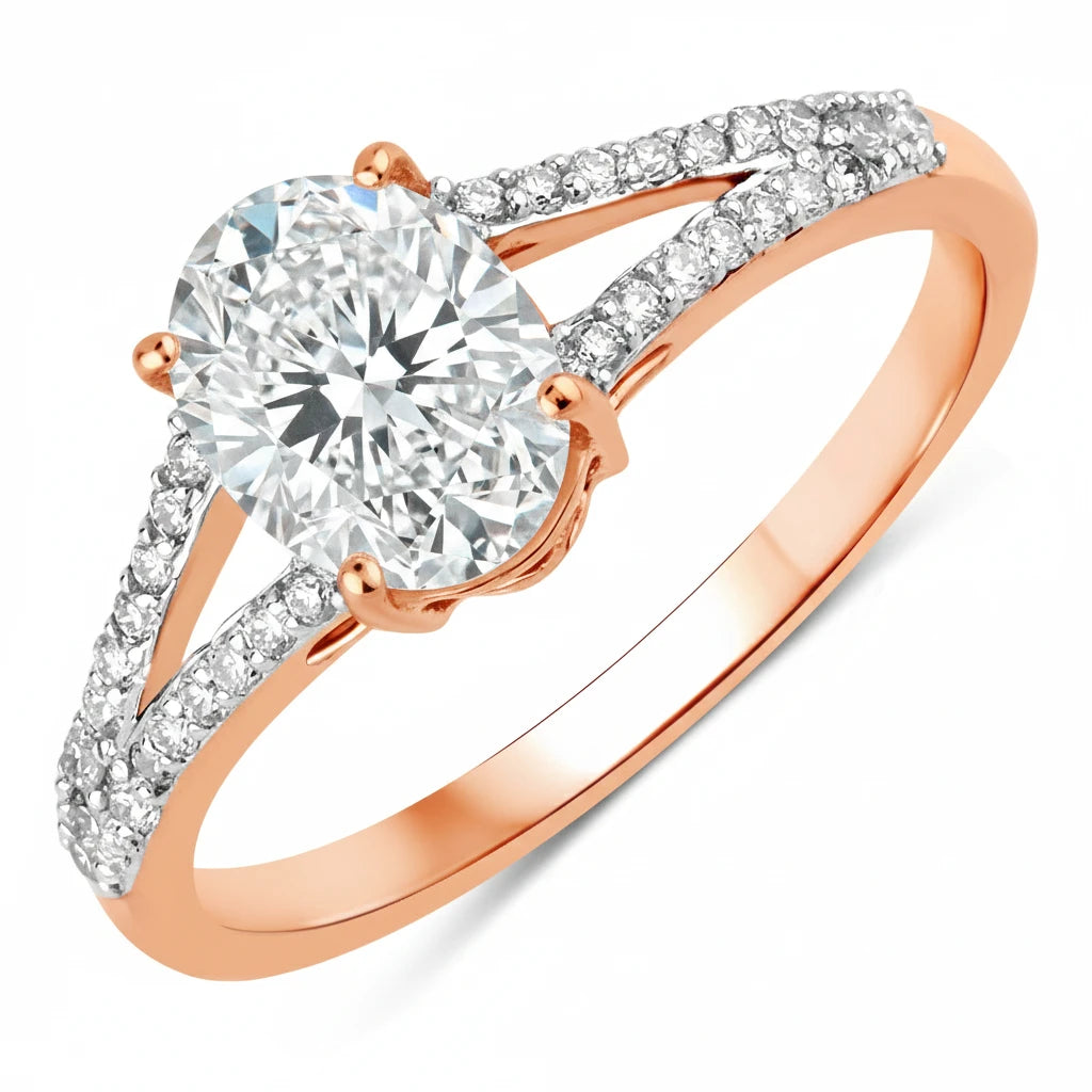 Split Shank Oval-Cut Diamond Ring