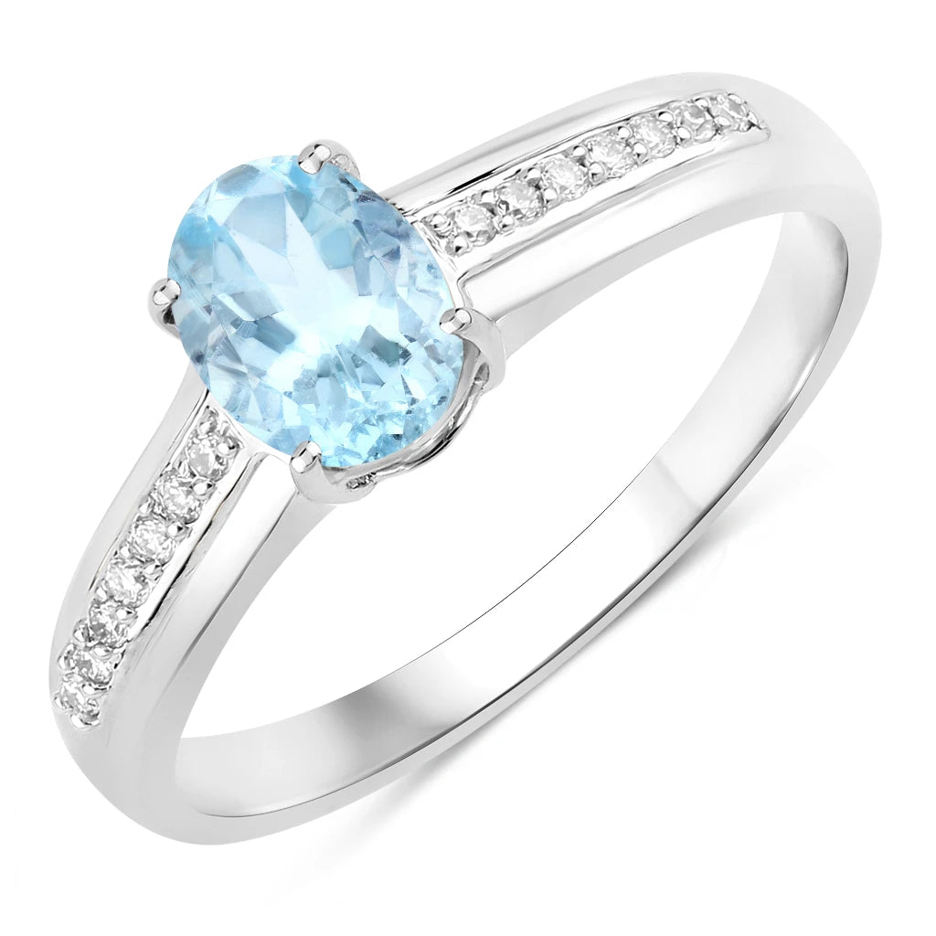 Oval Two-Tone Ring with Diamond Shoulders
