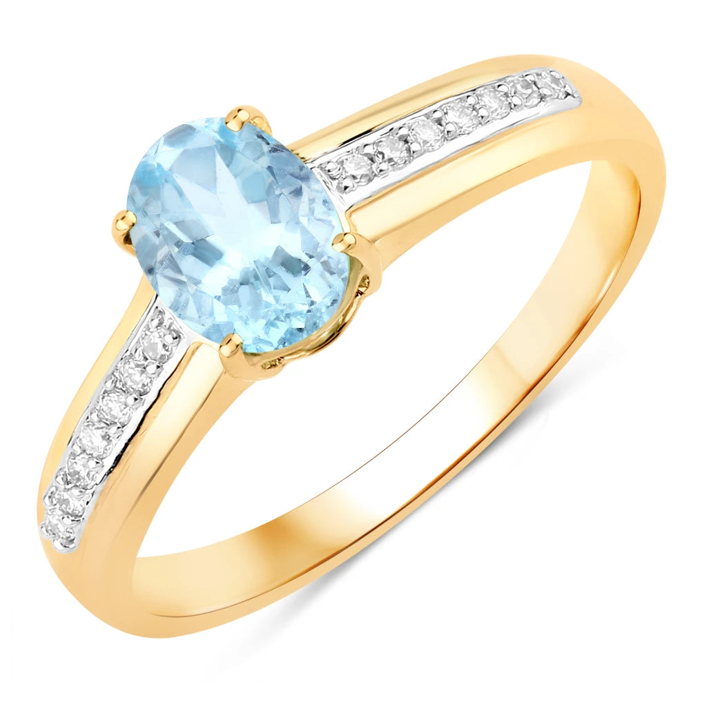 Oval Two-Tone Ring with Diamond Shoulders