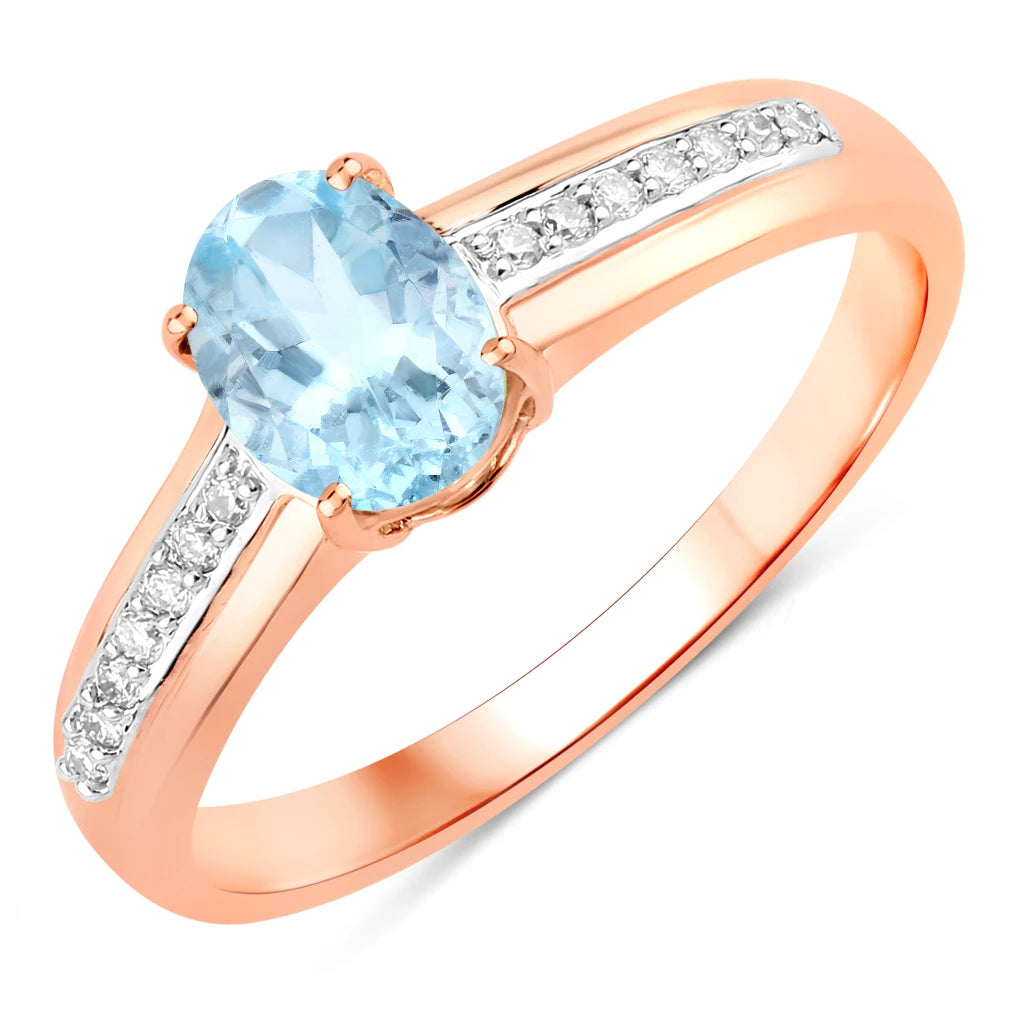Oval Two-Tone Ring with Diamond Shoulders