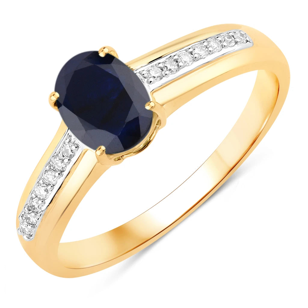 Oval Two-Tone Ring with Diamond Shoulders