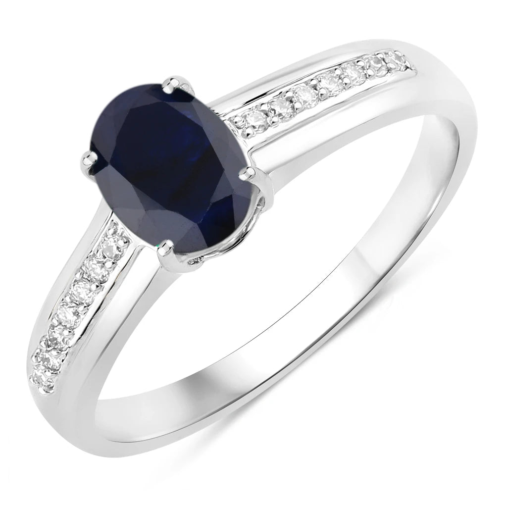 Oval Two-Tone Ring with Diamond Shoulders