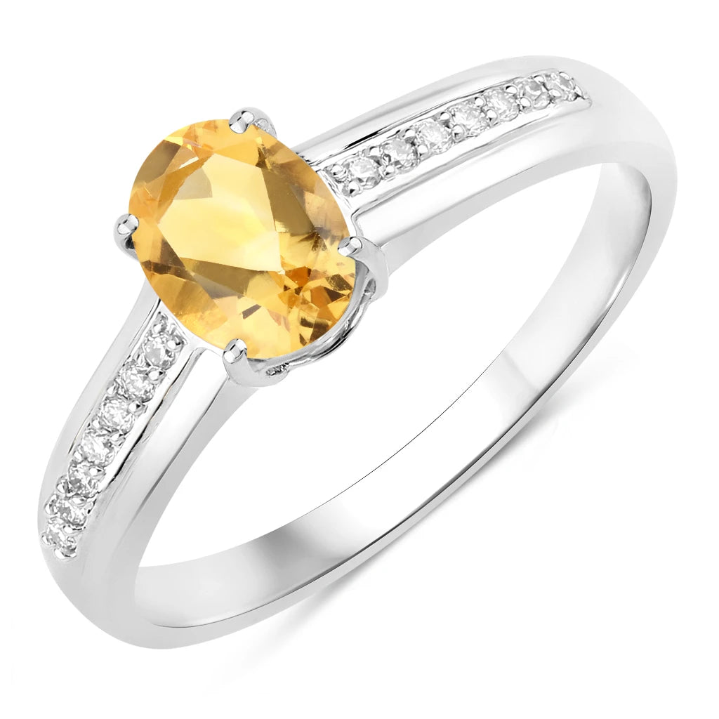Oval Two-Tone Ring with Diamond Shoulders