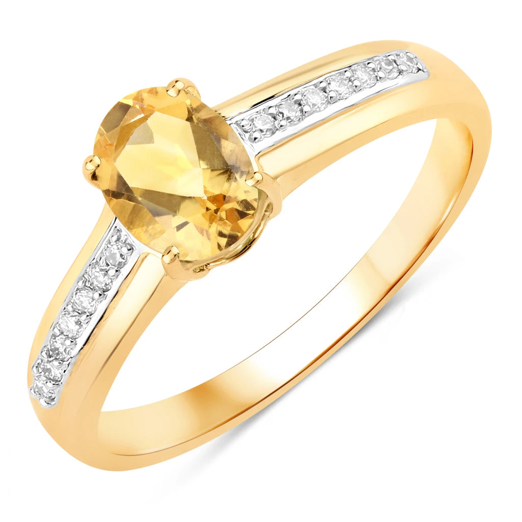 Oval Two-Tone Ring with Diamond Shoulders