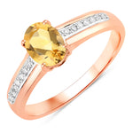 Oval Two-Tone Ring with Diamond Shoulders