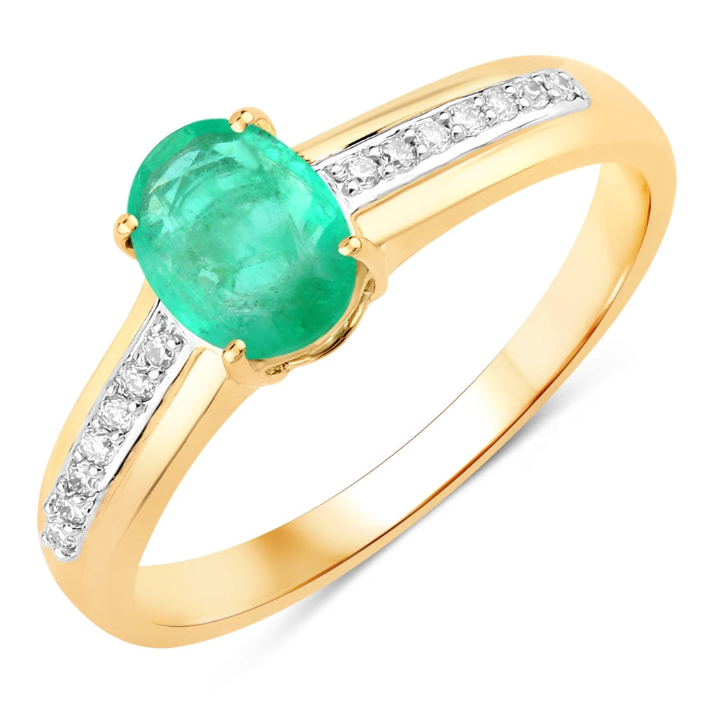 Oval Two-Tone Ring with Diamond Shoulders