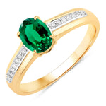 Oval Two-Tone Ring with Diamond Shoulders