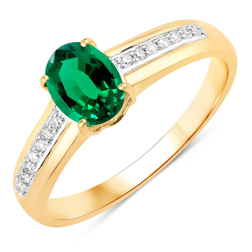 Oval Two-Tone Ring with Diamond Shoulders