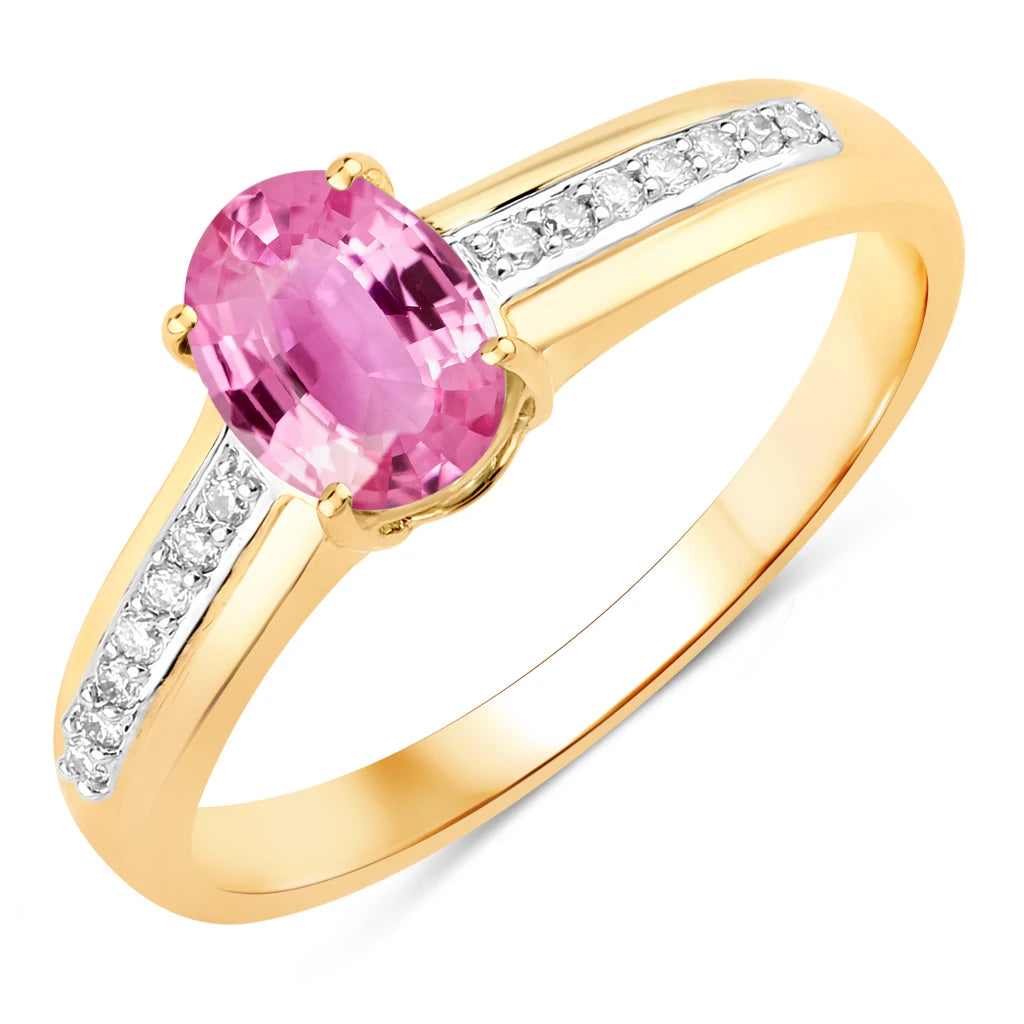 Oval Two-Tone Ring with Diamond Shoulders