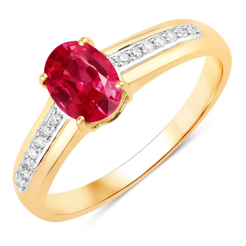 Oval Two-Tone Ring with Diamond Shoulders
