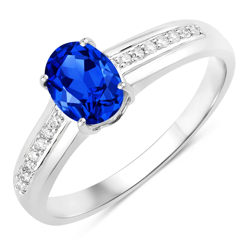 Oval Two-Tone Ring with Diamond Shoulders