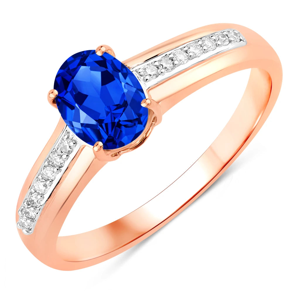 Oval Two-Tone Ring with Diamond Shoulders