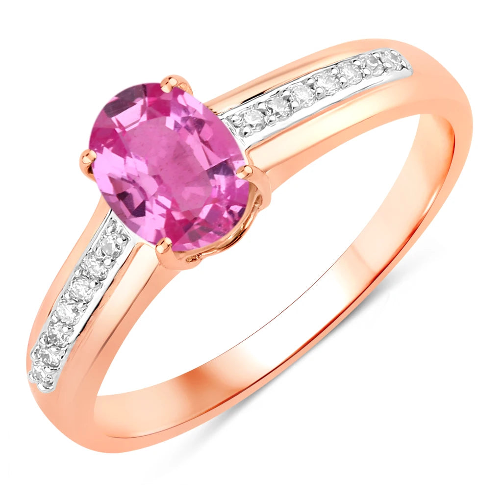 Oval Two-Tone Ring with Diamond Shoulders