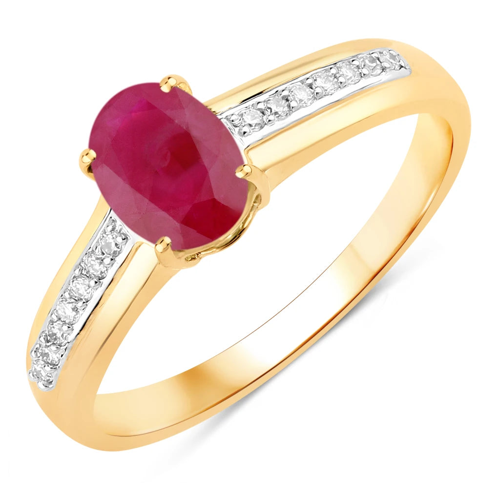 Oval Two-Tone Ring with Diamond Shoulders