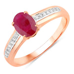 Oval Two-Tone Ring with Diamond Shoulders