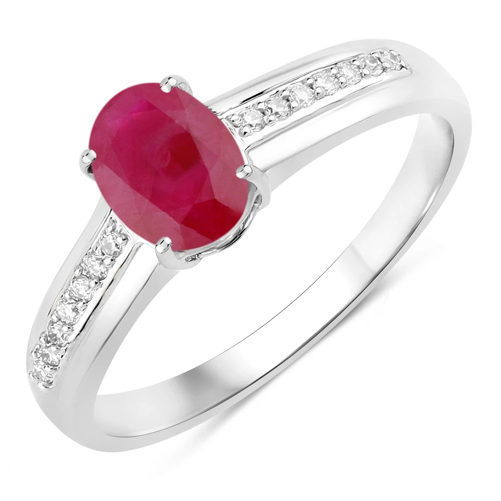 Oval Two-Tone Ring with Diamond Shoulders