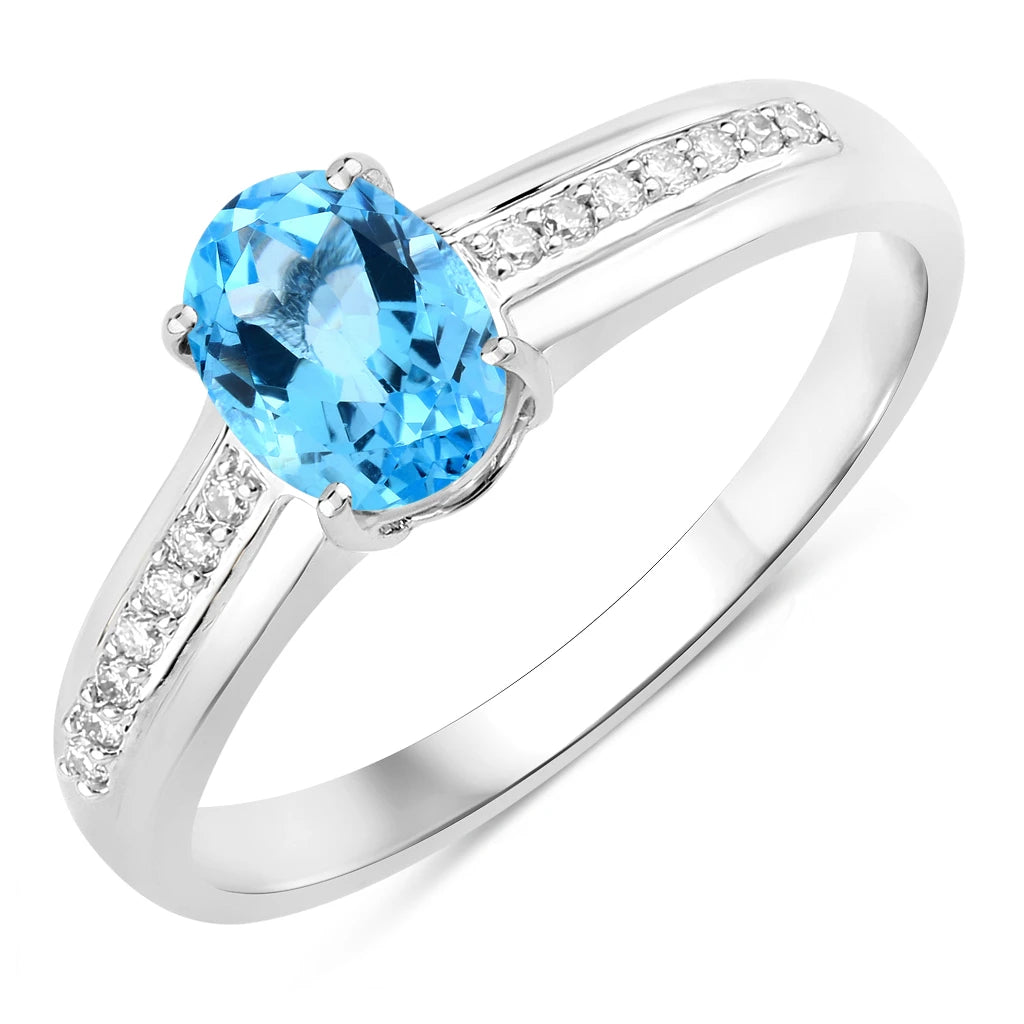 Oval Two-Tone Ring with Diamond Shoulders