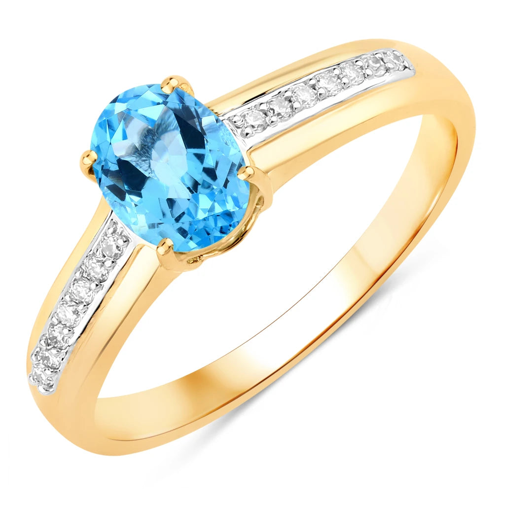 Oval Two-Tone Ring with Diamond Shoulders