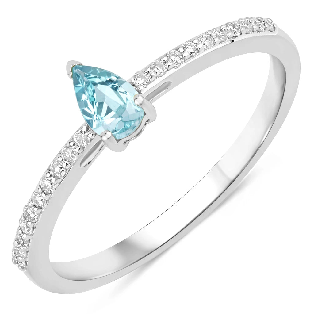 Dainty Pear Cut Diamond Accent Ring