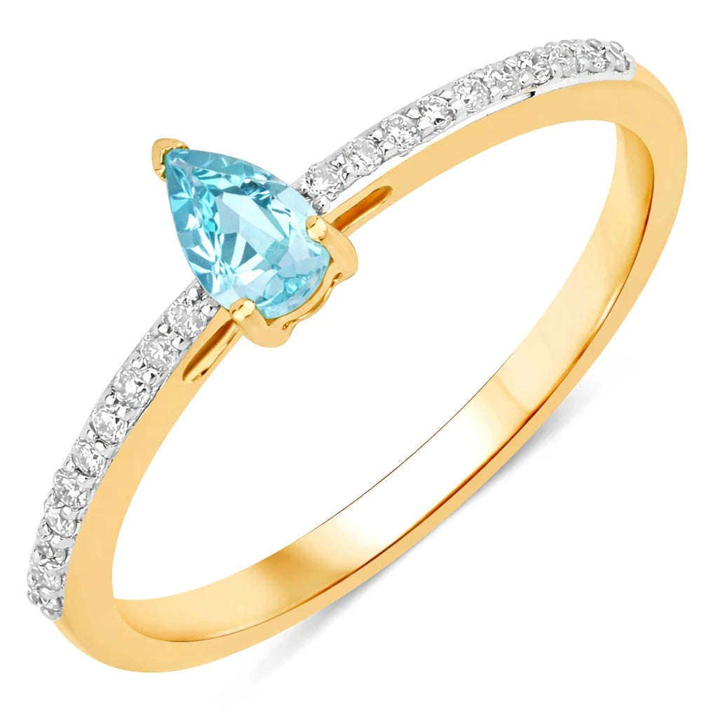 Dainty Pear Cut Diamond Accent Ring