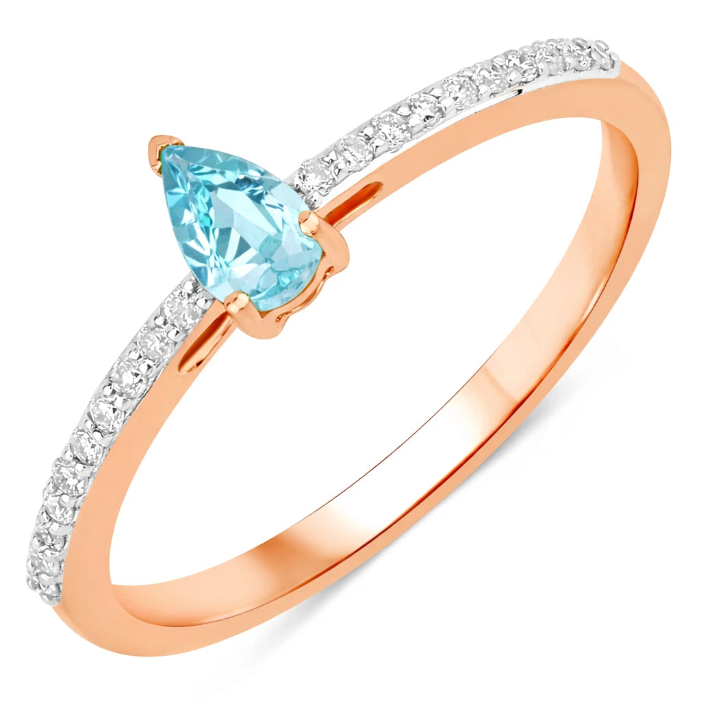 Dainty Pear Cut Diamond Accent Ring