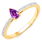 Dainty Pear Cut Diamond Accent Ring