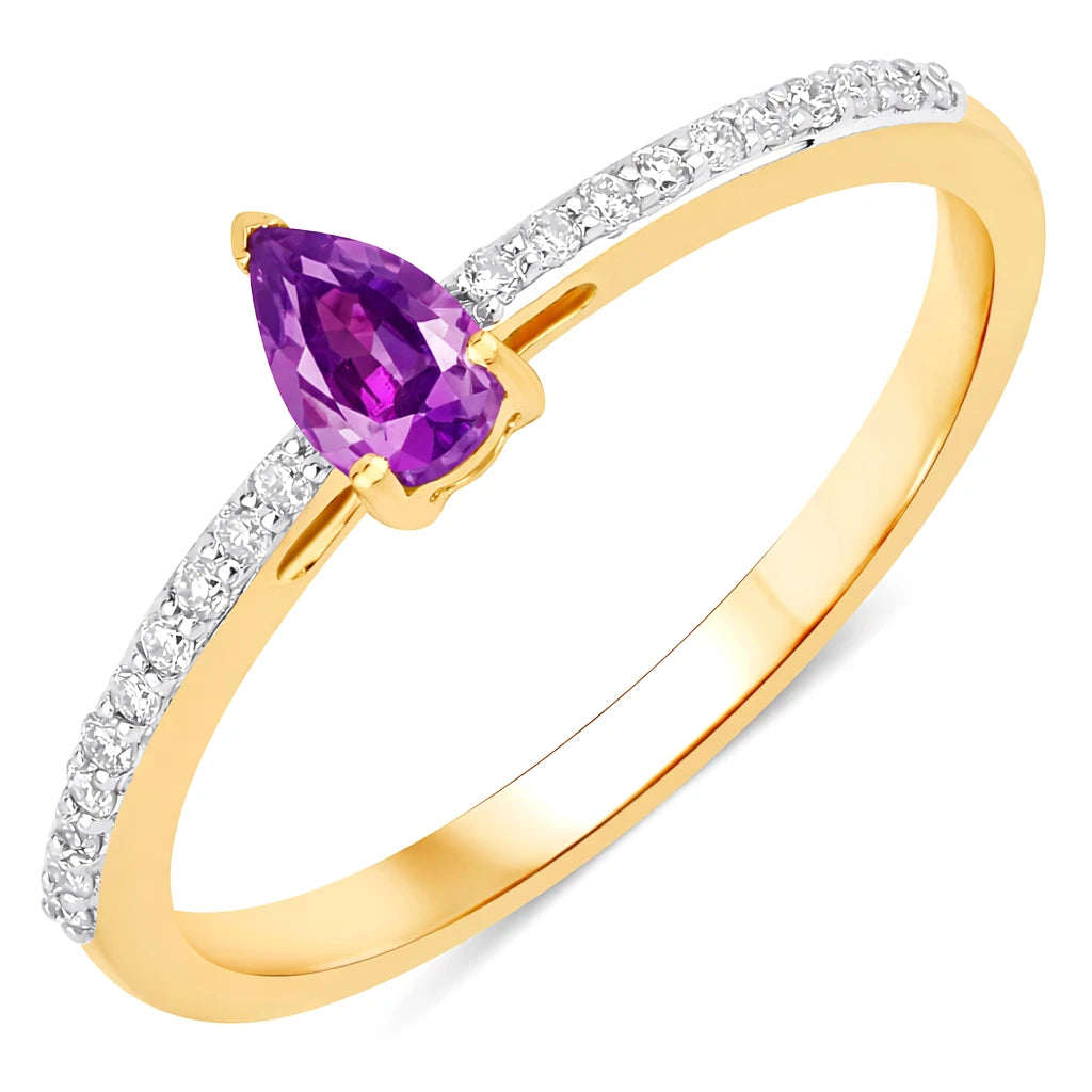 Dainty Pear Cut Diamond Accent Ring