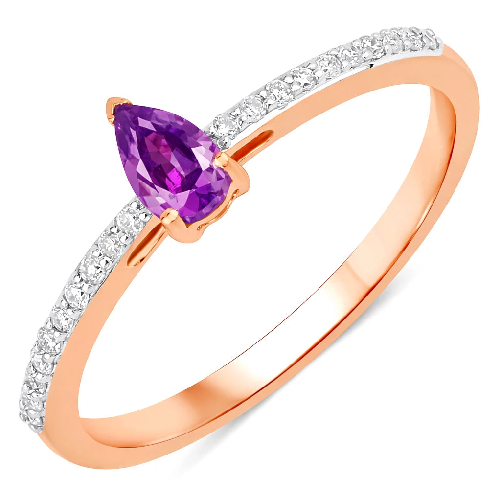 Dainty Pear Cut Diamond Accent Ring
